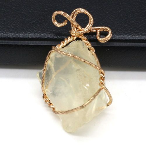 Collier En Pierre Naturelle, Agate En Quartz Rose, Enroulement De Fil De Cuivre, Pendentif, Bricolage, Chaîne De Pull, Accessoires De Bijoux, Fabrication De Cadeaux