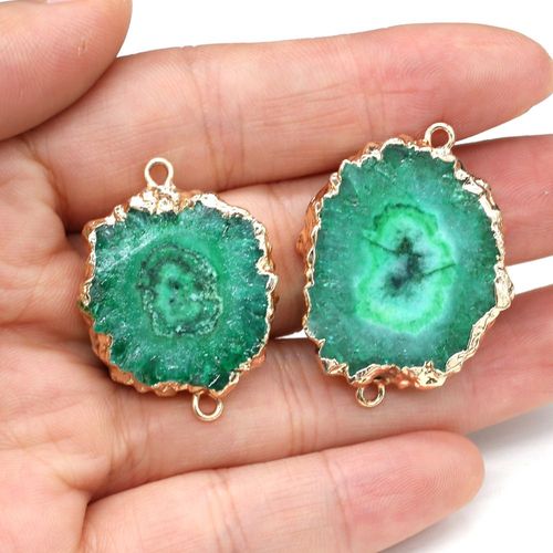 Connecteur En Agate Verte Ronde En Pierre Naturelle, Artisanat Fait À La Main, Collier, Bracelet, Accessoires De Bijouterie