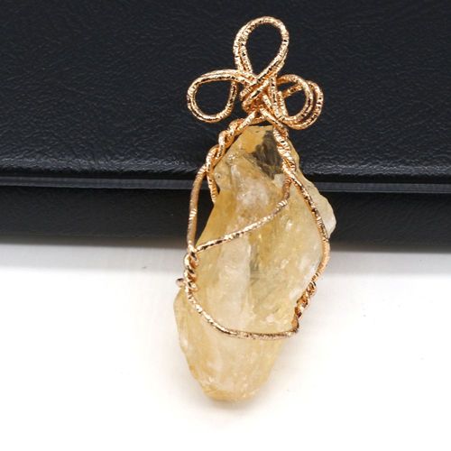 Collier En Pierre Naturelle, Agate En Quartz Rose, Enroulement De Fil De Cuivre, Pendentif, Bricolage, Chaîne De Pull, Accessoires De Bijoux, Fabrication De Cadeaux