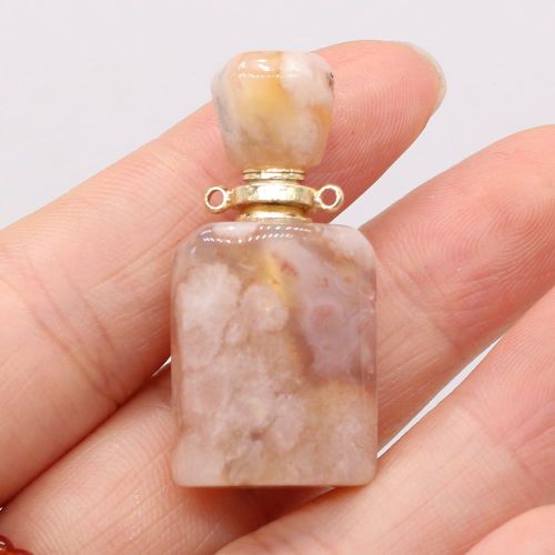Collier En Pierre Naturelle Pour Femmes, Bijou, Parfum, Bouteille D'huile Essentielle, Pendentif, Artisanat Vintage, Accessoires Pour Femmes, 16x36mm