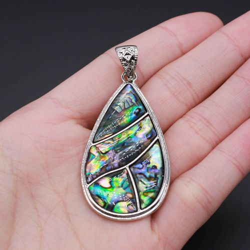 Pendentif En Coquillage D'ormeau Naturel, En Forme De Goutte D'eau, Plaqué Argent, Breloques Pour La Fabrication De Bijoux, Accessoires De Collier, Diy