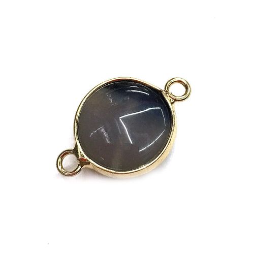 Connecteur En Agate Multicolore, Pierre Naturelle, Bord Rond Plaqué Or, Accessoires De Bracelet Pour Femmes, 14mm