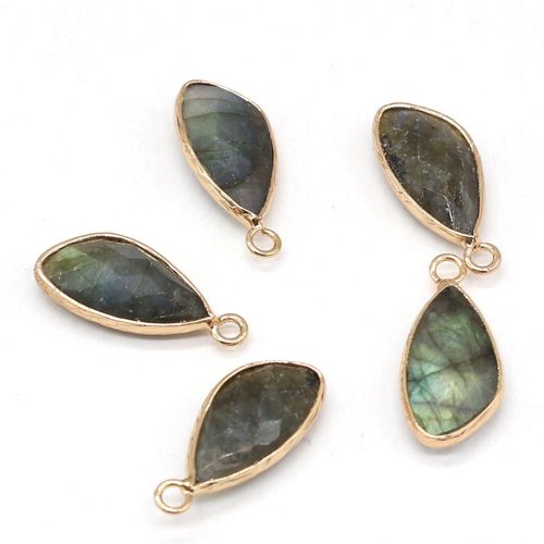 Collier Et Boucles D'oreilles En Pierre Naturelle, Pendentif En Labradorite, Artisanat Rétro, Accessoires De Bijoux, Fabrication De Cadeaux Exquis, 1 Pièce