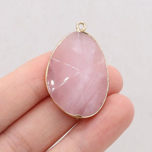 Bijou En Pierre Naturelle Rose À Facettes, Pendentif En Quartz, Artisanat Fait À La Main, Collier, Bracelet, Boucle D'oreille, Accessoires Pour Femmes, Taille 30x50mm