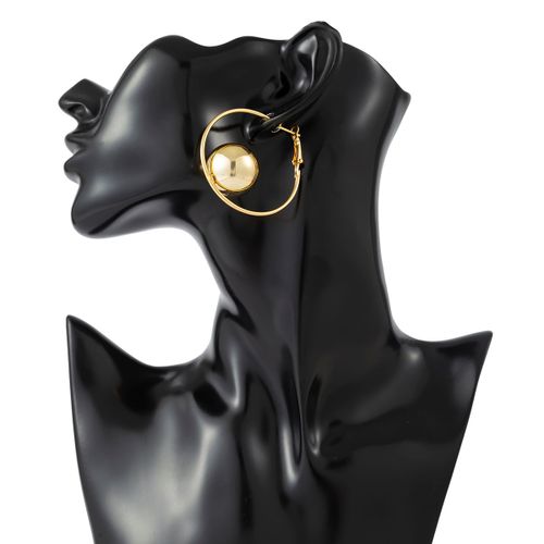 Ingesight.Z-Boucles D'oreilles Créoles Exagérées Pour Femmes, Boule En Plastique Ccb, Perle, Punk, Document Doré, Géométrique, Grand Cercle Rond, Cadeau