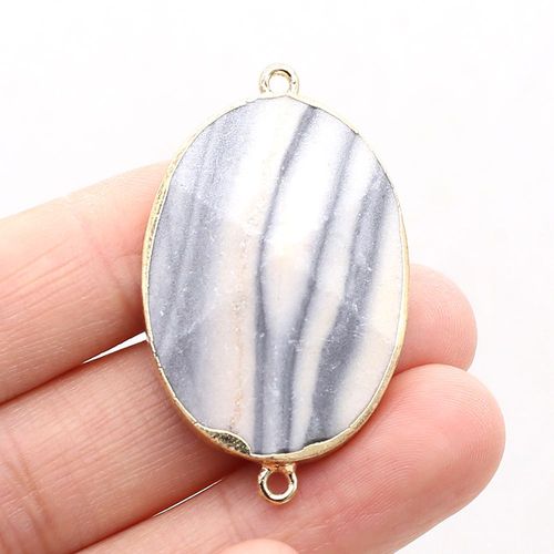 Collier Ovale En Pierre Naturelle Amazonite Oeil De Tigre, Connecteur De Labradorite Flash, Artisanat Fait À La Main, Accessoires De Bracelet 25x42mm
