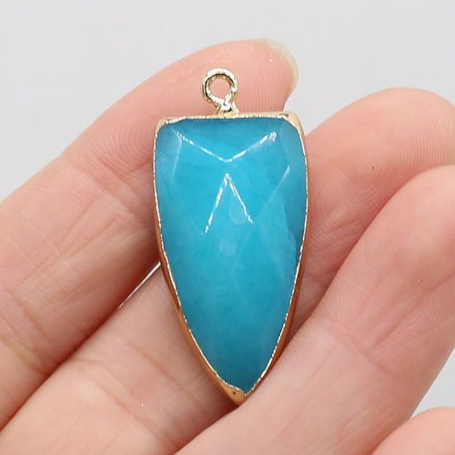 Pierres Précieuses À Facettes En Aventurine, Triangle, Petit Pendentif Artisanal, Collier, Accessoires De Boucles D'oreilles, 15x37mm