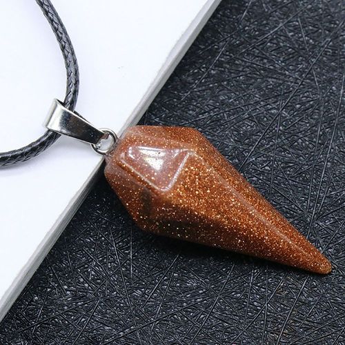 Collier Pendentif En Pierre Naturelle Pour Femme, Obsidienne, Yste D'atterrissage, Opale, Cône Hexagonal, Pendule Vintage, Pierre Précieuse, Taille 14,5x30mm, Nouveau, 2022
