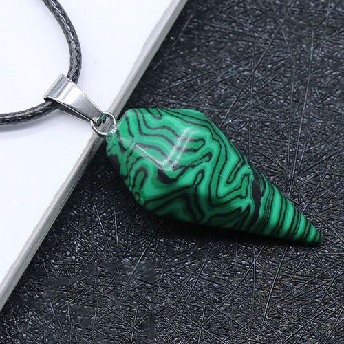 Collier Pendentif En Pierre Naturelle Pour Femme, Obsidienne, Yste D'atterrissage, Opale, Cône Hexagonal, Pendule Vintage, Pierre Précieuse, Taille 14,5x30mm, Nouveau, 2022