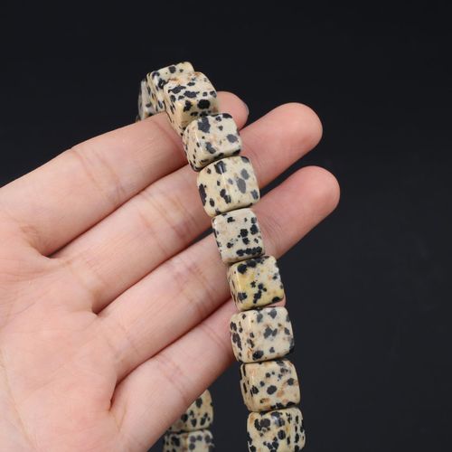 Perles En Pierre Naturelle De Forme Carrée Pour Collier, Jaspe De Damation, Malaisien, Déroulement, 15 Pièces