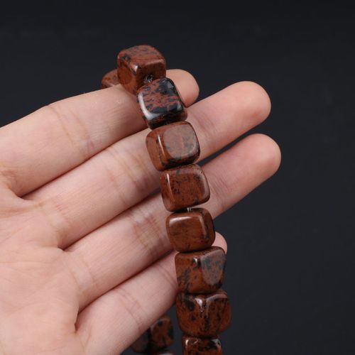 Perles En Pierre Naturelle De Forme Carrée Pour Collier, Jaspe De Damation, Malaisien, Déroulement, 15 Pièces