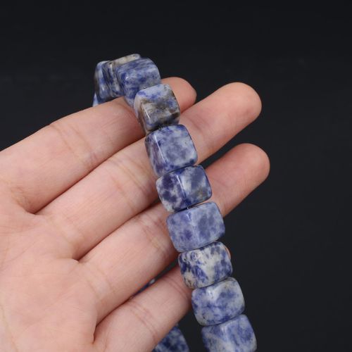 Perles En Pierre Naturelle De Forme Carrée Pour Collier, Jaspe De Damation, Malaisien, Déroulement, 15 Pièces