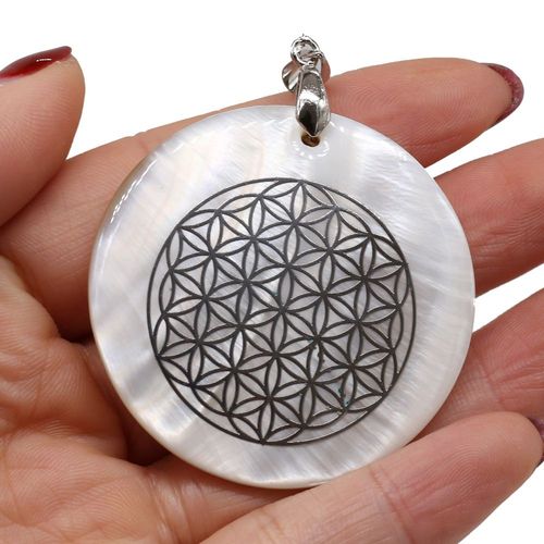 Pendentif En Coquillage Naturel Rond, Divers Motifs, Nacre Naturelle, Breloques Pour Bijoux, Bricolage, Collier Exécutif, Taille 45x45mm