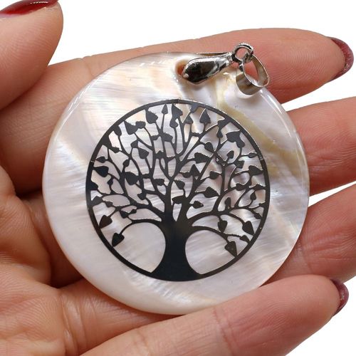 Pendentif En Coquillage Naturel Rond, Divers Motifs, Nacre Naturelle, Breloques Pour Bijoux, Bricolage, Collier Exécutif, Taille 45x45mm