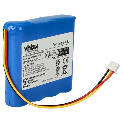 vhbw Batterie compatible avec Hobot LEGEE 668, 669 robot électroménager (3000mAh, 14,8V, Li-ion, sans boîtier)