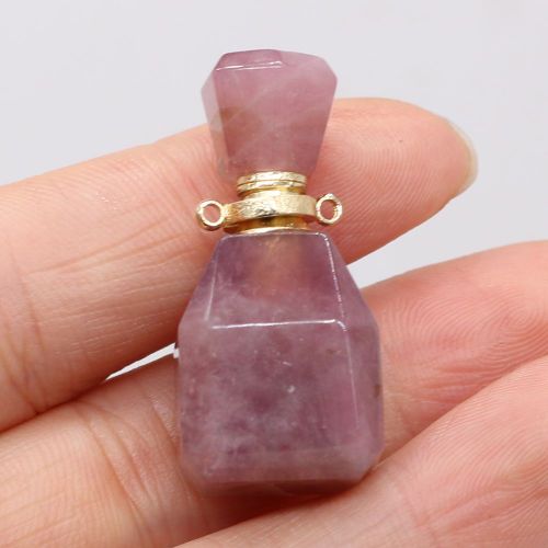 Pendentif En Pierre Naturelle, Bouteille D'huile Essentielle, Parfum, Cristal Rose De Madagascar, Artisanat Fait À La Main, Accessoires De Collier Pour Femmes