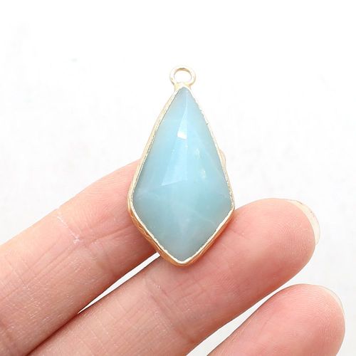 Collier En Pierre Naturelle Amazonite, Aventurine Améthyste, Pendentif Prismatique, Artisanat Fait À La Main, Accessoires De Bracelet Et Boucles D'oreilles, 16x33mm