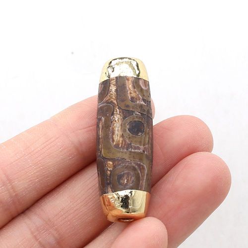 Pendentif Tibétain Dzi En Pierre Naturelle, 14x40mm, Adapté À L'artisanat Fait À La Main, Croyance Religieuse, Collier De Guérison, Bracelet, Boucle D'oreille, Accessoires
