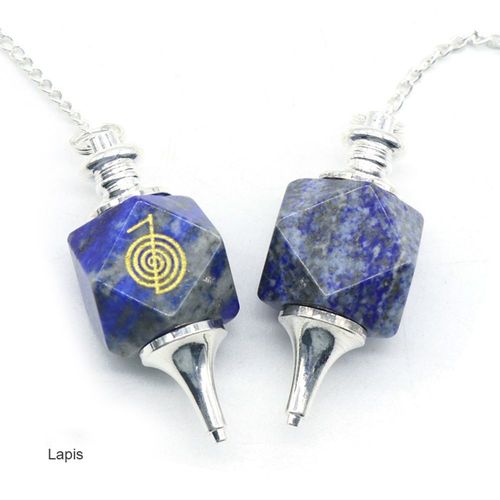 Pendule En Gemme Naturelle, Symbole Reiki, Aventurine Verte, ¿Il De Tigre, Lapis Lazuli, Opale, Guérison Hypnotique, Pendentif C¿Ur, Longueur 24cm