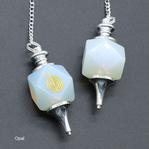 Pendule En Gemme Naturelle, Symbole Reiki, Aventurine Verte, ¿Il De Tigre, Lapis Lazuli, Opale, Guérison Hypnotique, Pendentif C¿Ur, Longueur 24cm