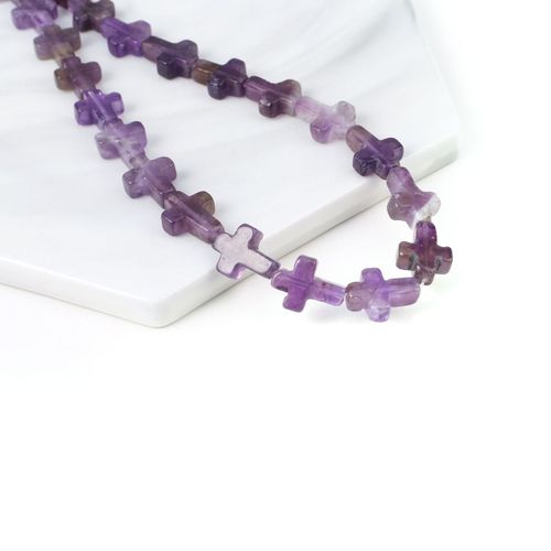 15 Perles En Pierre Naturelle En Forme De Croix, Unakites, Quartz Rose, Adt Perlé Pour Le Bricolage De Bijoux De Direction, Accessoires De Collier