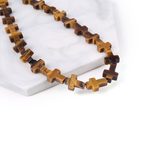 15 Perles En Pierre Naturelle En Forme De Croix, Unakites, Quartz Rose, Adt Perlé Pour Le Bricolage De Bijoux De Direction, Accessoires De Collier