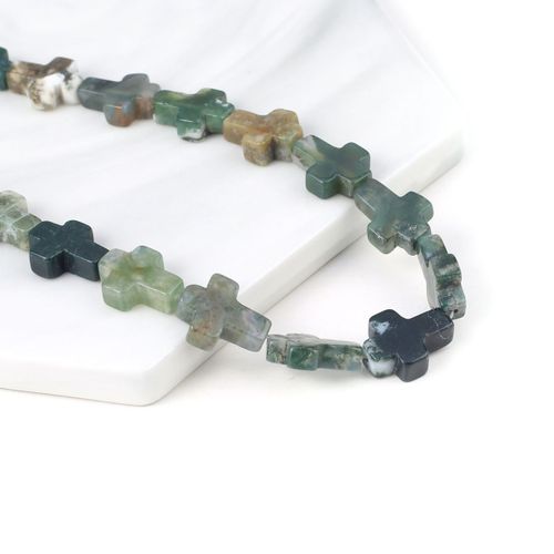 15 Perles En Pierre Naturelle En Forme De Croix, Unakites, Quartz Rose, Adt Perlé Pour Le Bricolage De Bijoux De Direction, Accessoires De Collier
