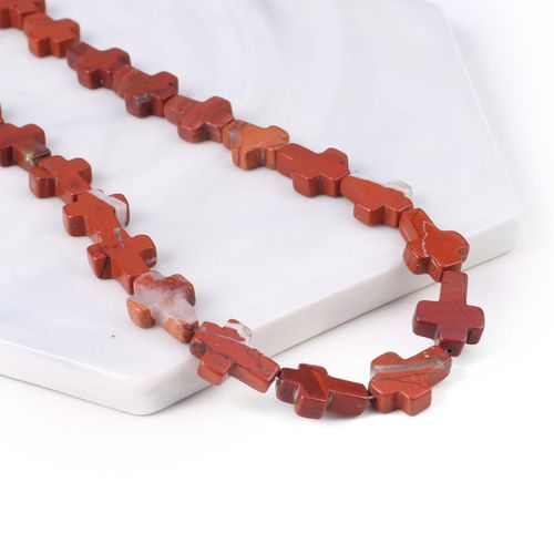 15 Perles En Pierre Naturelle En Forme De Croix, Unakites, Quartz Rose, Adt Perlé Pour Le Bricolage De Bijoux De Direction, Accessoires De Collier