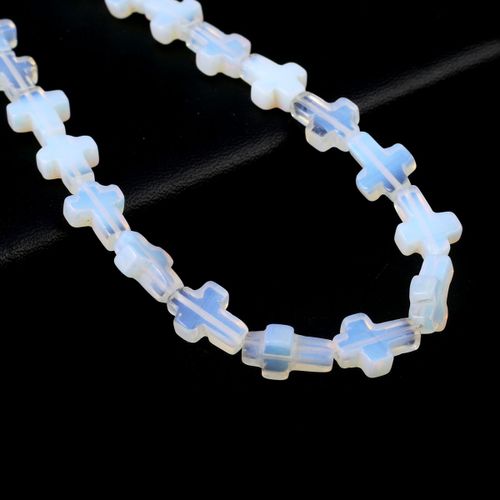 15 Perles En Pierre Naturelle En Forme De Croix, Unakites, Quartz Rose, Adt Perlé Pour Le Bricolage De Bijoux De Direction, Accessoires De Collier