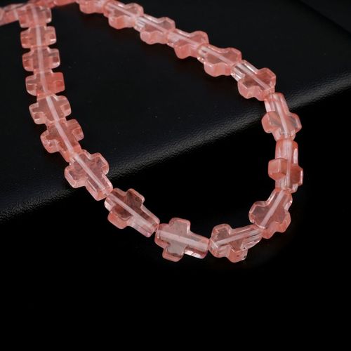 15 Perles En Pierre Naturelle En Forme De Croix, Unakites, Quartz Rose, Adt Perlé Pour Le Bricolage De Bijoux De Direction, Accessoires De Collier