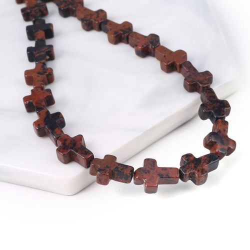 15 Perles En Pierre Naturelle En Forme De Croix, Unakites, Quartz Rose, Adt Perlé Pour Le Bricolage De Bijoux De Direction, Accessoires De Collier