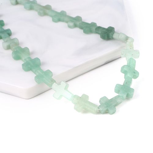 15 Perles En Pierre Naturelle En Forme De Croix, Unakites, Quartz Rose, Adt Perlé Pour Le Bricolage De Bijoux De Direction, Accessoires De Collier