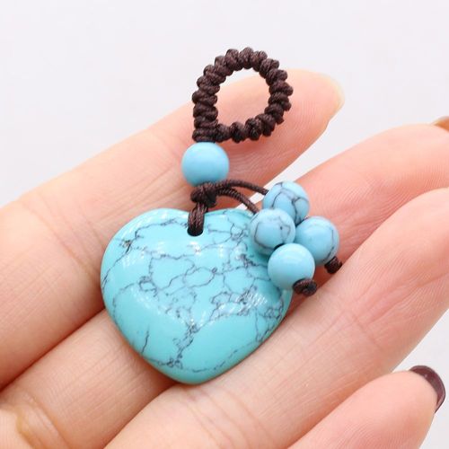 Pierre Naturelle Peach Coeur Pendentif Fait Main Artisanat Bricolage Collier Bracelet Porte-Clés Bijoux Accessoires Fabrication De Cadeaux 25x25mm