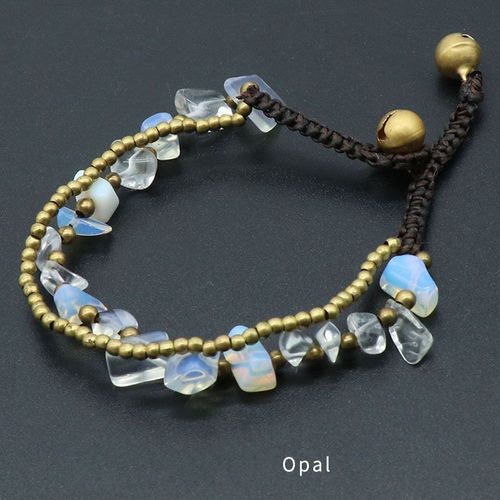 Bracelet En Pierre Semi-Précieuse 18-18.5cm Pour Femme, Bijou Naturel, Améthyste Lapis Lazuli, Avec Clochette Et Perles De Décoration