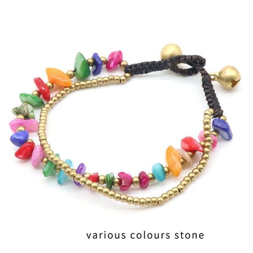 Bracelet En Pierre Semi-Précieuse 18-18.5cm Pour Femme, Bijou Naturel, Améthyste Lapis Lazuli, Avec Clochette Et Perles De Décoration