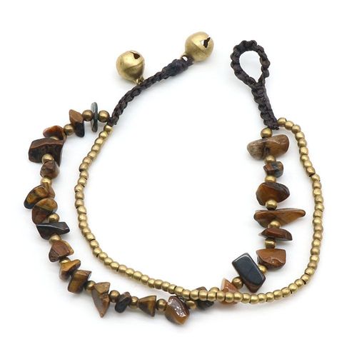 Bracelet En Pierre Semi-Précieuse 18-18.5cm Pour Femme, Bijou Naturel, Améthyste Lapis Lazuli, Avec Clochette Et Perles De Décoration