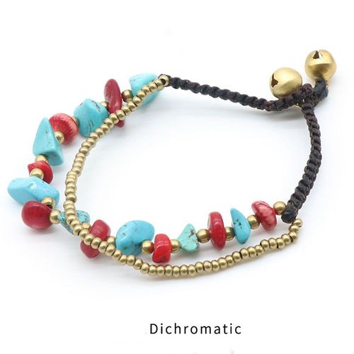 Bracelet En Pierre Semi-Précieuse 18-18.5cm Pour Femme, Bijou Naturel, Améthyste Lapis Lazuli, Avec Clochette Et Perles De Décoration