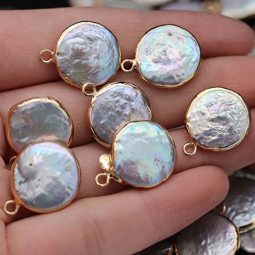 Pendentif En Perle Oblate Blanche Naturelle De Haute Qualité, Artisanat Fait À La Main, Bricolage, Collier, Bracelet, Boucle D'oreille, Accessoires De Bijouterie, Fabrication De Cadeaux