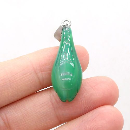 Pendentif En Agate Verte En Forme De Vase En Pierre Naturelle, Artisanat Fait À La Main, Collier, Bracelet, Boucle D'oreille, Accessoires Pour Femmes, 12x33mm