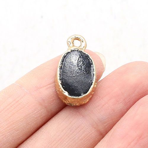 Pendentif En Pierre Naturelle, Agate Ovale, Bord Doré, Artisanat Fait À La Main, Collier, Bracelet, Boucle D'oreille, Accessoires Pour Femmes, Taille 12x22mm