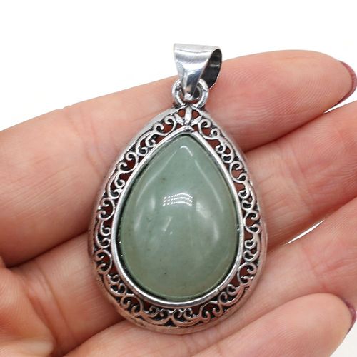 Pendentif En Pierre Naturelle, 24x40mm, Turquoise Verte, Coquille D'ormeau, Pour La Fabrication De Bijoux Pour Femmes