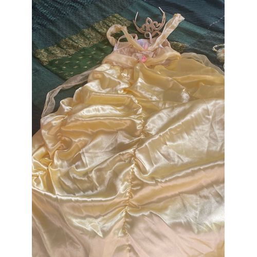 Déguisement Enfant 9/11 Ans Disney Belle De La Belle Et La Bête Avec Deux Accessoires Couronne Et Baguette Parfait État