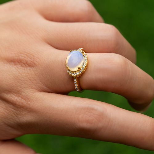 Ingesight.Z-Bague Vintage En Cristal De Pierre De Lune Pour Femme, Opale Blanche Élégante, Forme D'oeuf De Colombe, Matiques D'amoureux De Couple, Cadeau De Bijoux De Mariage