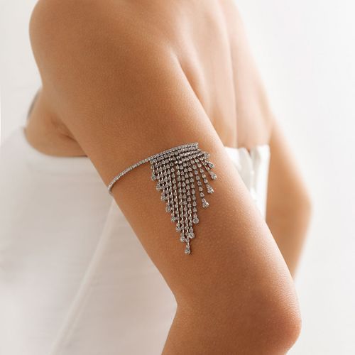 Ingesight.Z-Brassard De Luxe Avec Strass Brillants Pour Femme, Long Pompon, Accessoires De Mariage, Bracelet Réglable, Bijoux