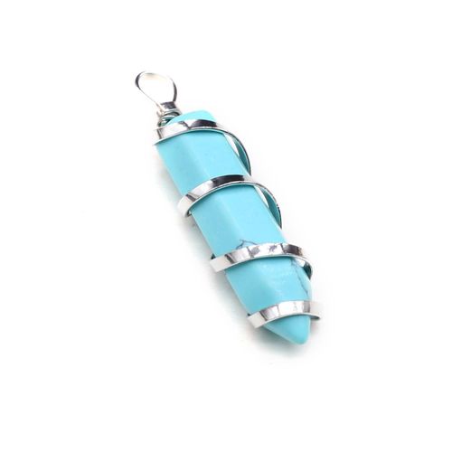Pendentif Pierres D'opale Naturelles Turquoises De 12x45mm, Colonne De Clip, Breloques Pour La Raq, Bijoux De Diy