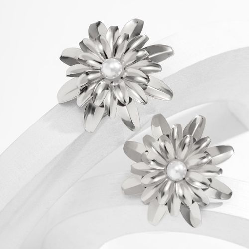 Ingesight.Z-Boucles D'oreilles Vintage En Métal Doré Pour Femmes, Grandes Boucles D'oreilles À Fleurs, Punk, Exagération, Mode, 216.239., Perle, Déclaration