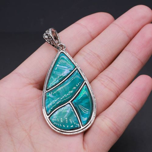 Pendentif En Coquillage D'ormeau Naturel, En Forme De Goutte D'eau, Plaqué Argent, Breloques Pour La Fabrication De Bijoux, Accessoires De Collier, Diy