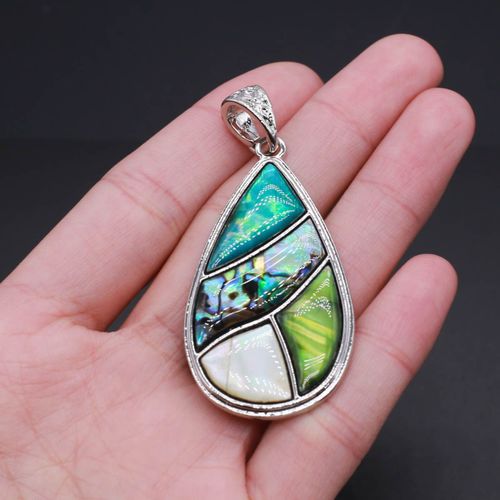 Pendentif En Coquillage D'ormeau Naturel, En Forme De Goutte D'eau, Plaqué Argent, Breloques Pour La Fabrication De Bijoux, Accessoires De Collier, Diy