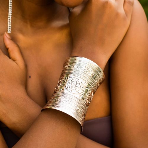 Ingesight.Z-Bracelet Manchette Ouvert Pour Hommes Et Femmes, Bijou Ethnique Vintage En Métal, Motif Fleuri, Style Bohème