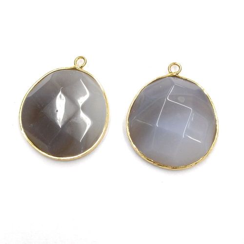 Pendentif En Pierre Naturelle Grise Agate, Fait À La Main, Artisanat Rétro, Breloque De Fête Élégante, Collier, Boucles D'oreilles, Accessoires De Bijoux, Fabrication De Cadeaux